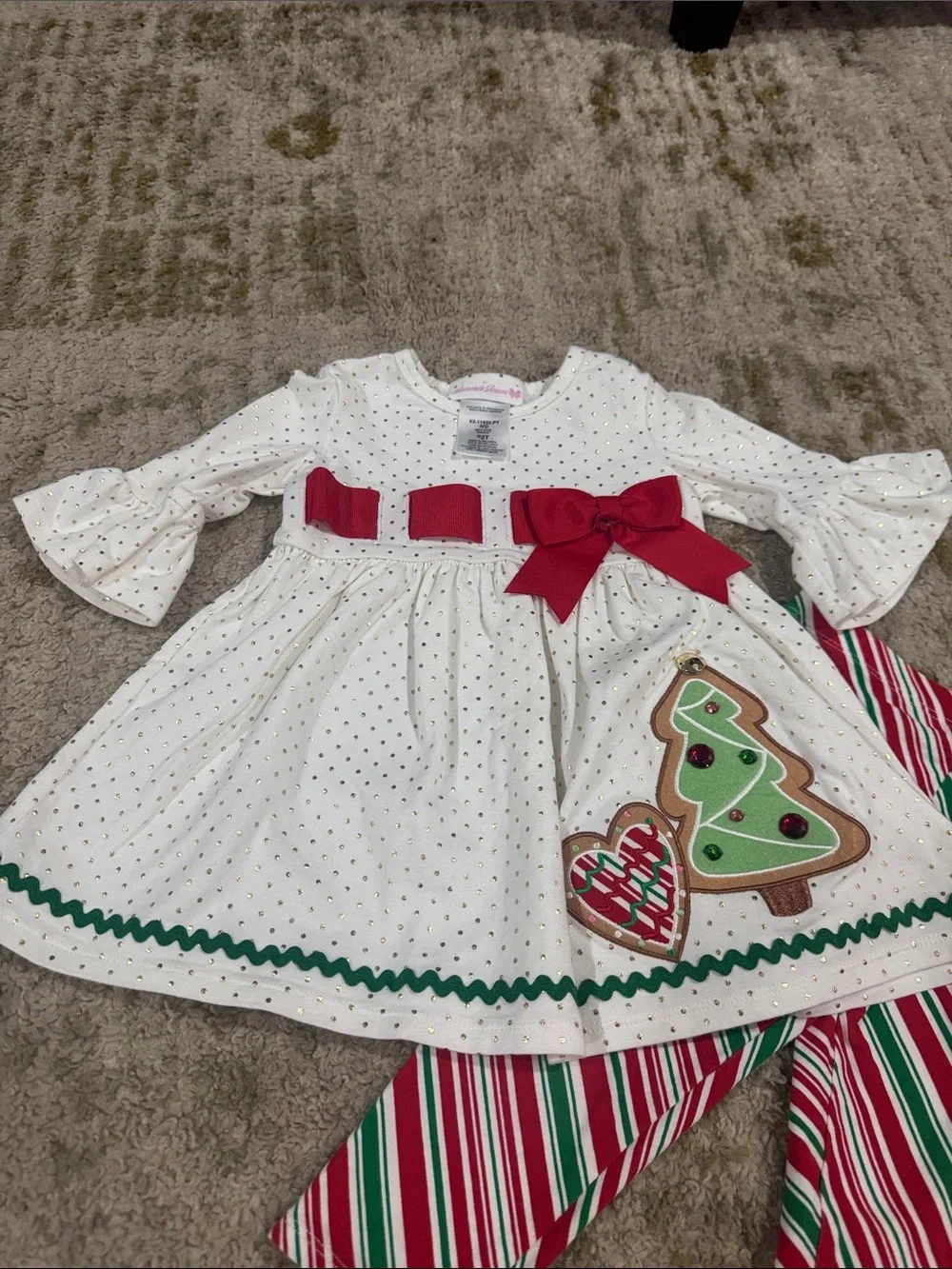 Bonnie Jean Toddler Girl Christmas Tree Top & Striped Leggings 2T